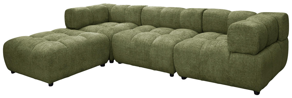 ECKSOFA ZAK Grün Bouclé  - Schwarz/Grün, Design, Kunststoff/Textil (280/186cm) - MID.YOU
