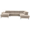 WOHNLANDSCHAFT Creme Echtleder  - Silberfarben/Creme, Design, Leder/Metall (170/340/220cm) - Novel