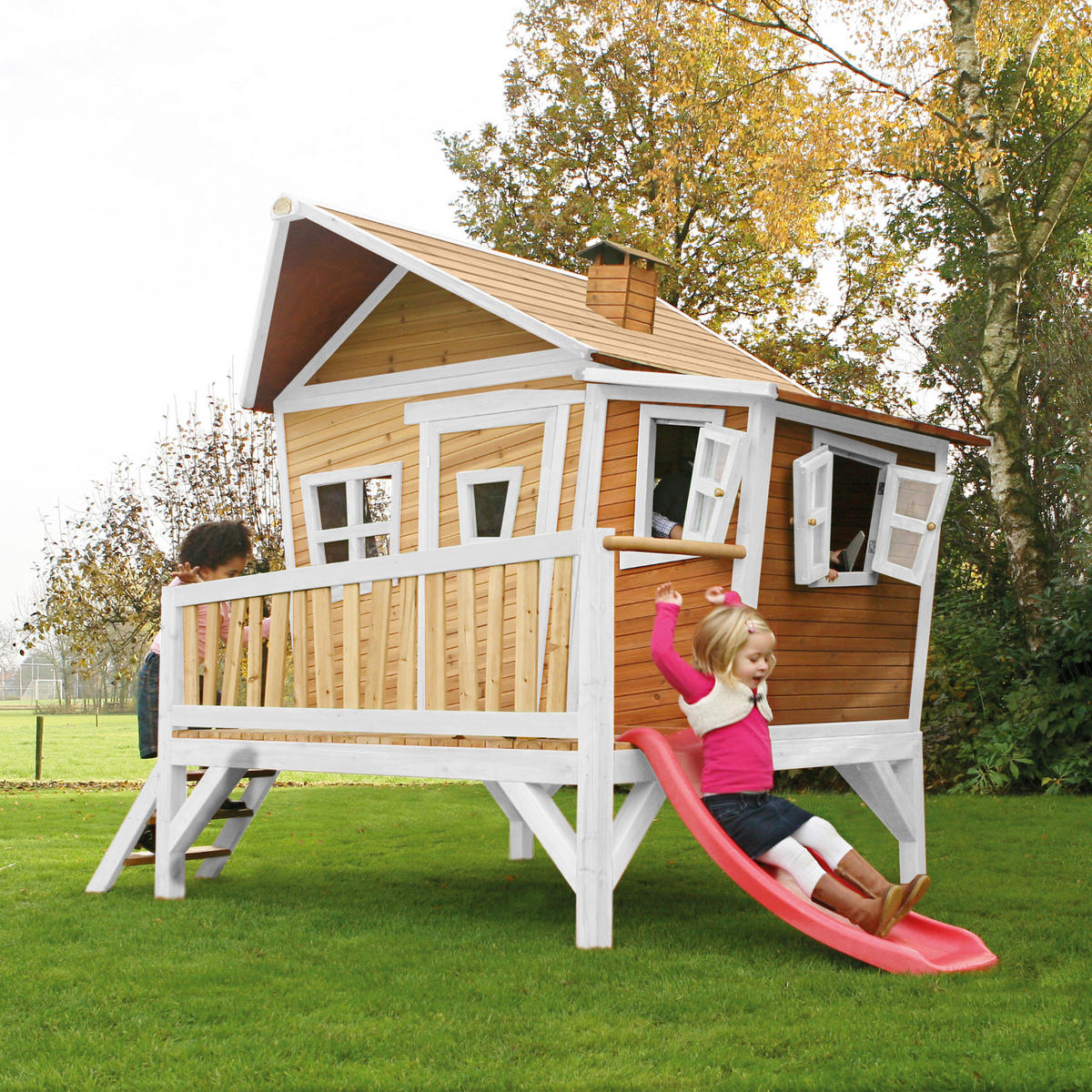 SPIELHAUS 123/12,8/152 cm  - Weiss/Rot, Konventionell, Holz/Kunststoff (123/12,8/152cm)