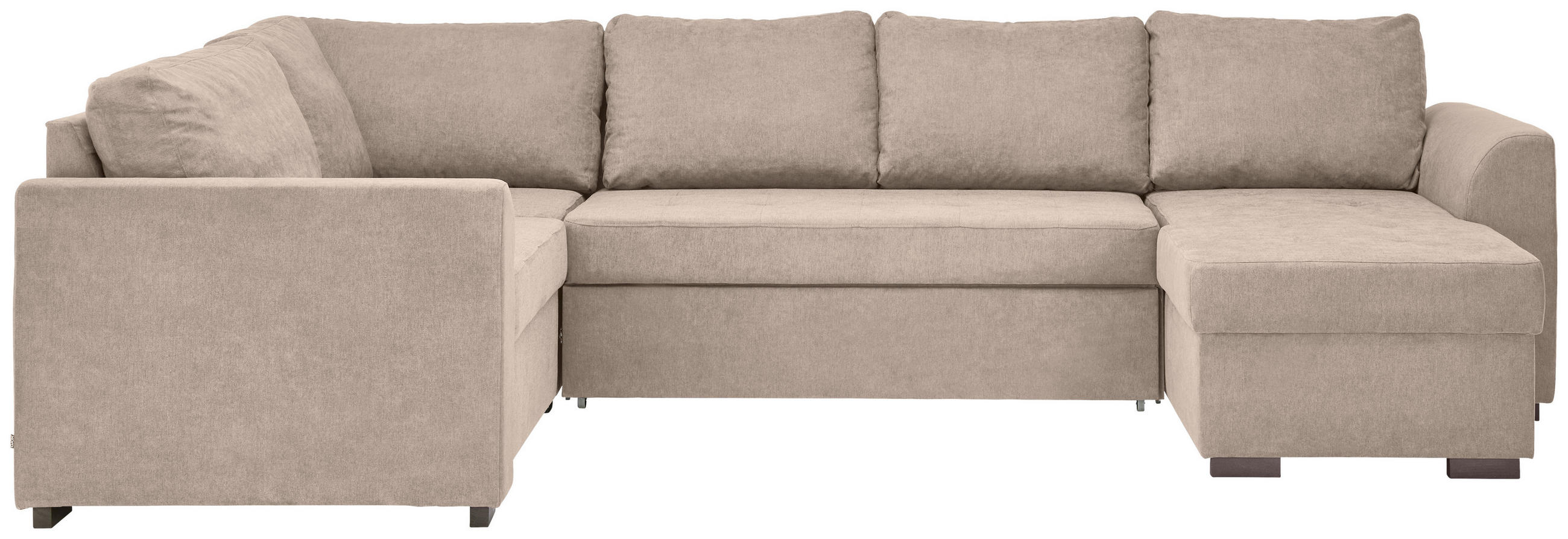 WOHNLANDSCHAFT inkl.Funktionen Beige Webstoff - Beige/Schwarz, Design, Kunststoff/Textil (205/311/160cm) - Xora