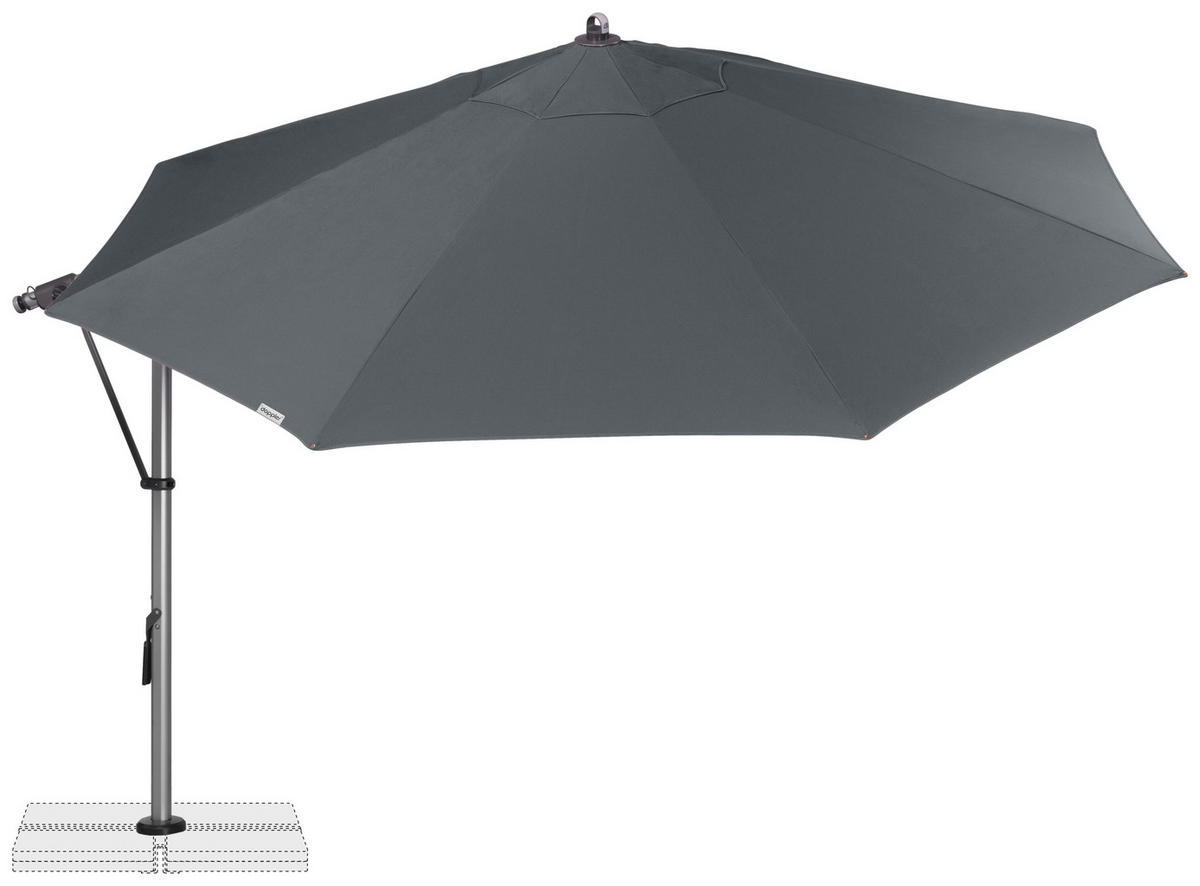 AMPELSCHIRM 350 cm Anthrazit  - Anthrazit/Silberfarben, Basics, Textil/Metall (350/350cm) - Doppler