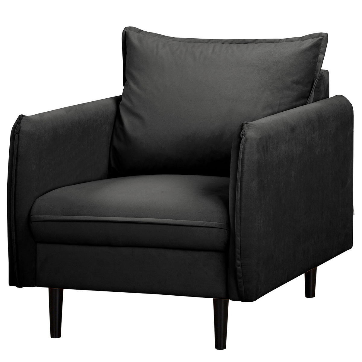 SESSEL Samt Schwarz  - Schwarz, Design, Holz/Textil (74/86/100cm) - P & B