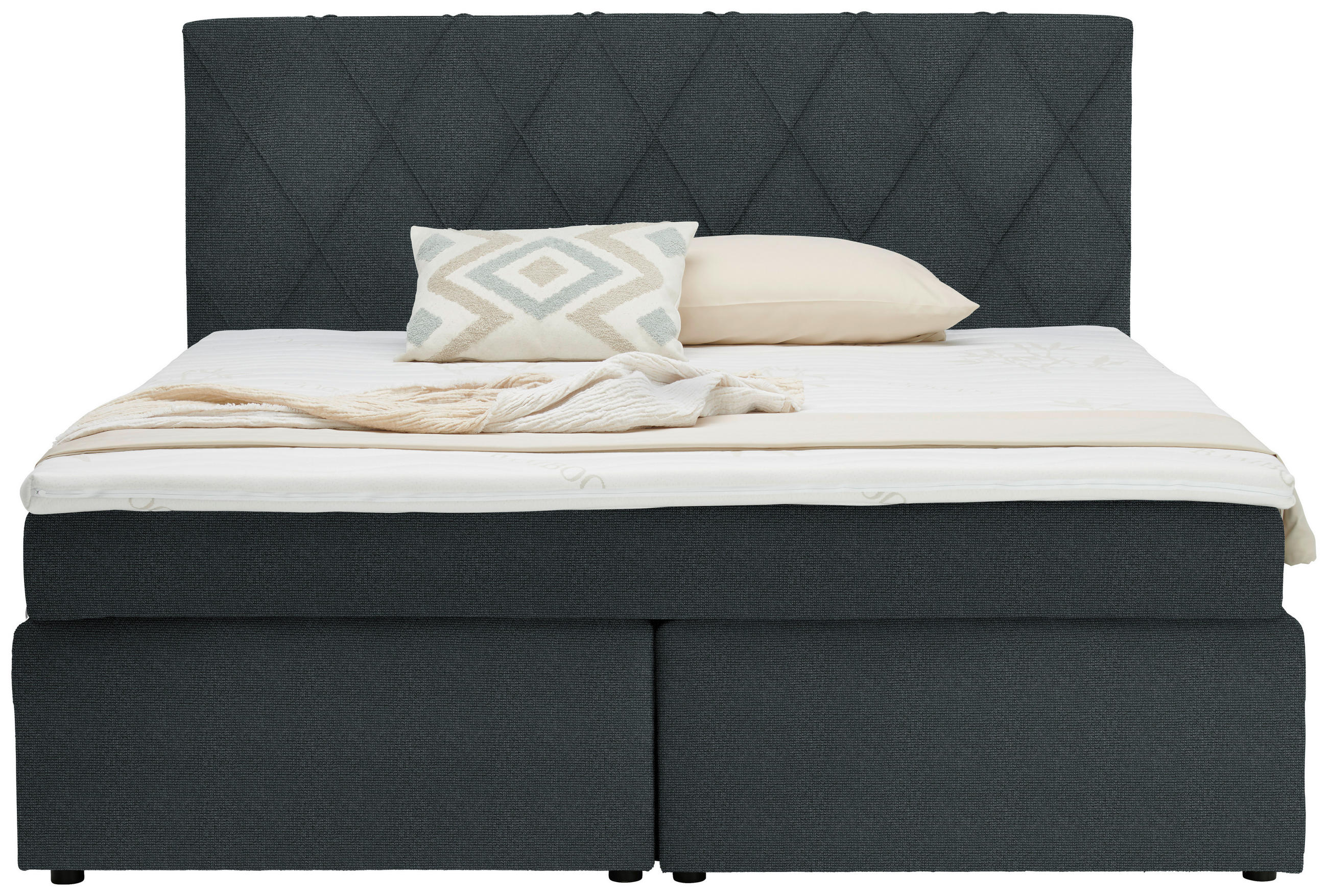BOXSPRINGBETT 180/200 cm  in Dunkelgrau  - Dunkelgrau/Schwarz, Design, Kunststoff/Textil (180/200cm) - Xora