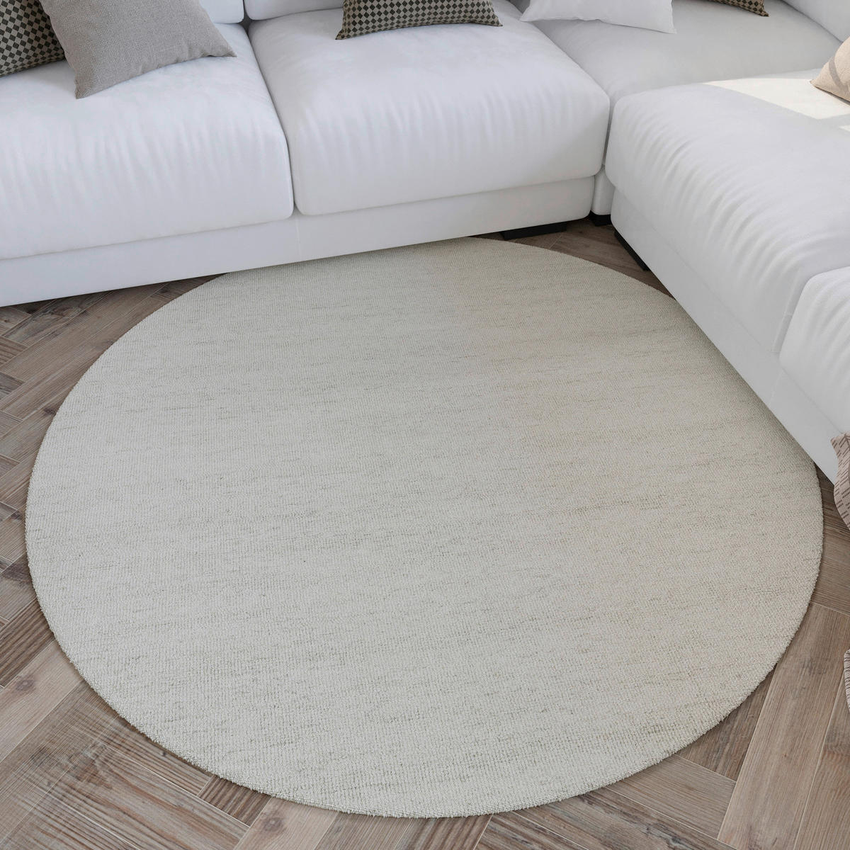 WEBTEPPICH 200 cm Hamptons Sixteen Elfenbein rund  - Elfenbein, KONVENTIONELL, Textil (200cm) - WECON HOME