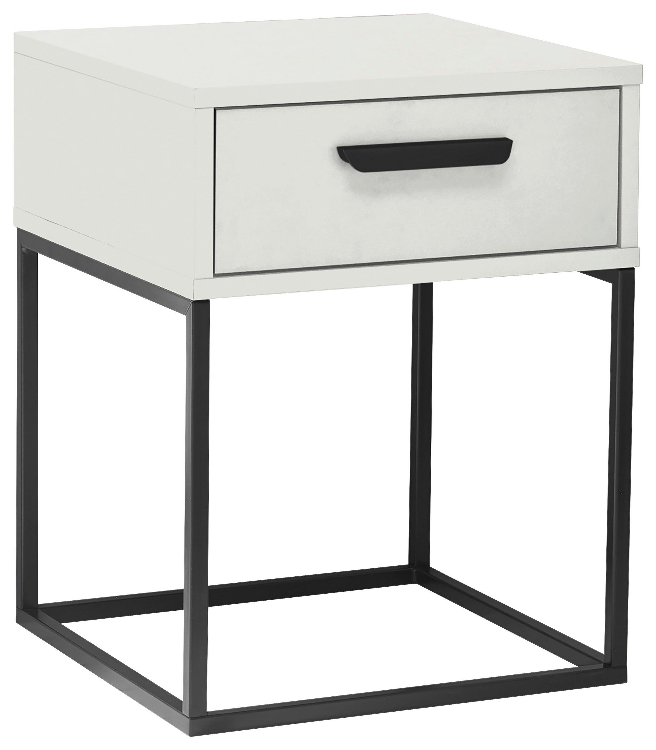 NACHTSCHRANK 40/52/38,5 cm  - Schwarz/Weiß, MODERN, Holzwerkstoff/Kunststoff (40/52/38,5cm) - Livetastic