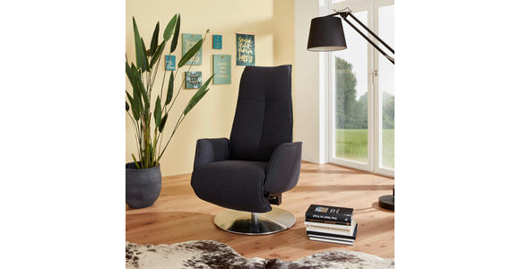 RELAXSESSEL in Textil Dunkelblau  - Anthrazit/Dunkelblau, Design, Textil/Metall (71/114/84cm) - Johann Jakob