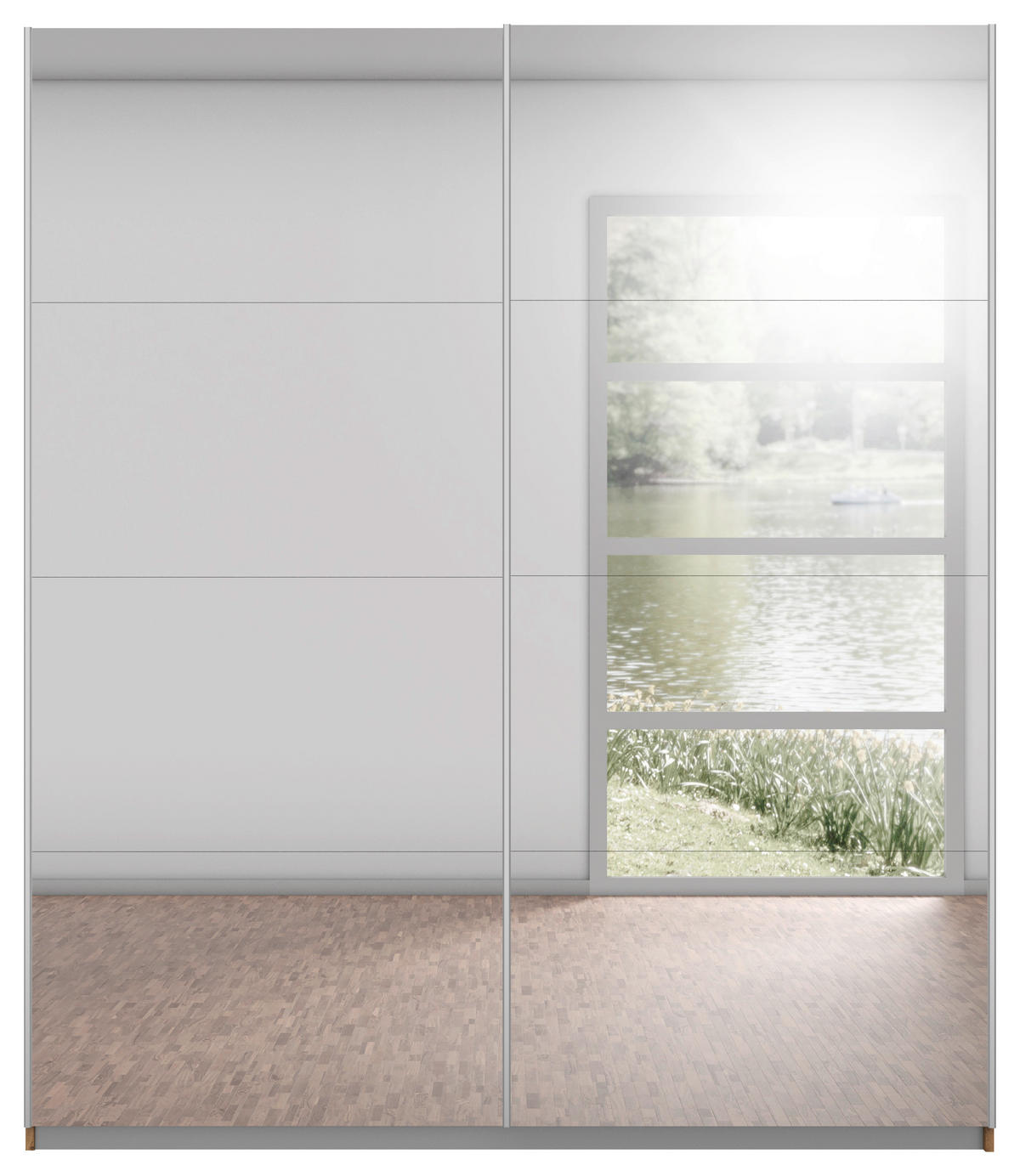 SCHWEBETÜRENSCHRANK in Eiche Artisan, Silberfarben  - Silberfarben/Alufarben, Modern, Holzwerkstoff/Metall (181/197/61cm) - Rauch Möbel