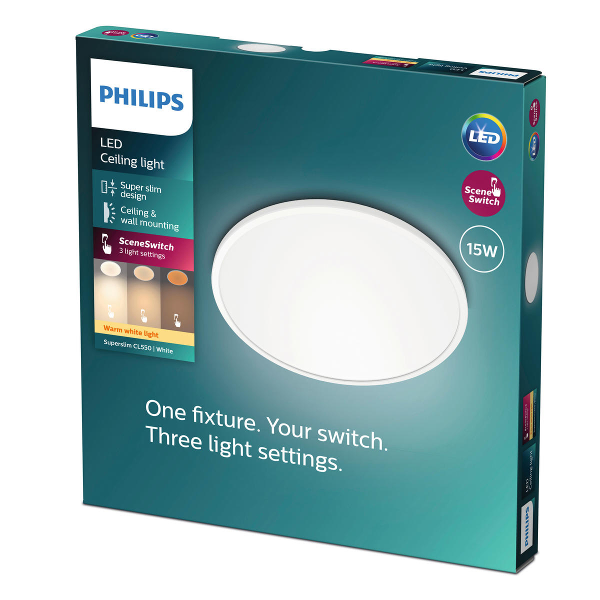 DECKENLEUCHTE Superslim 25/2,3/25 cm   - Weiß, KONVENTIONELL, Kunststoff (25/2,3/25cm) - Philips