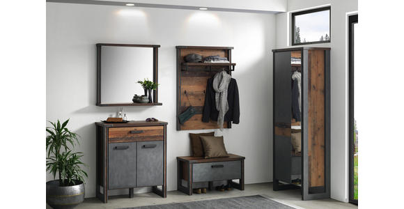 GARDEROBENPANEEL Melamin Braun, Dunkelgrau - Dunkelgrau/Braun, Trend, Metall (83/117/27cm) - Voleo