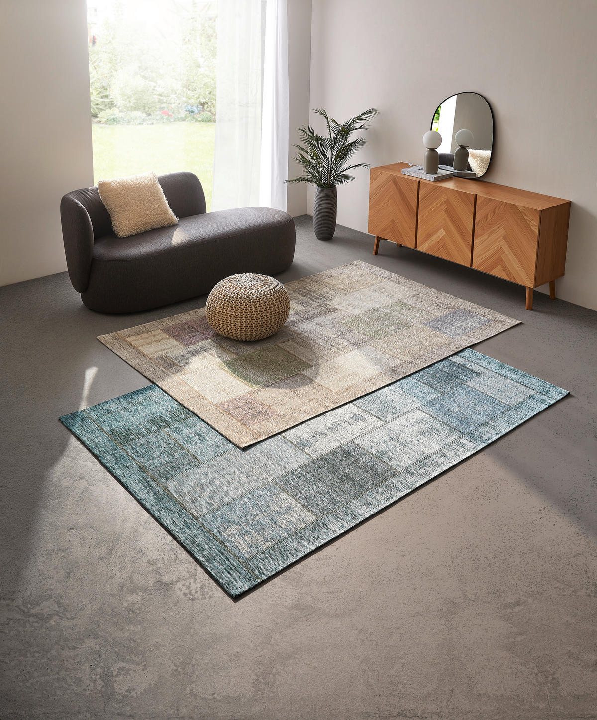 FLACHWEBETEPPICH 200/290 cm Patch Türkis  - Türkis, Trend, Textil (200/290cm) - Novel