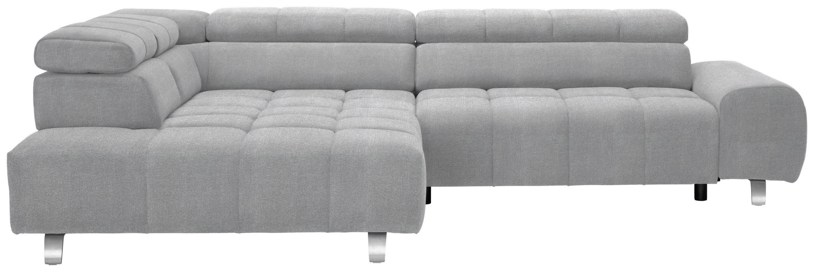 ECKSOFA in Webstoff Hellgrau  201/295 cm  - Silberfarben/Hellgrau, Design, Textil/Metall (201/295cm) - Hom`in
