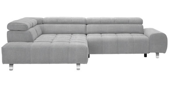 ECKSOFA in Webstoff Hellgrau  201/295 cm  - Silberfarben/Hellgrau, Design, Textil/Metall (201/295cm) - Hom`in