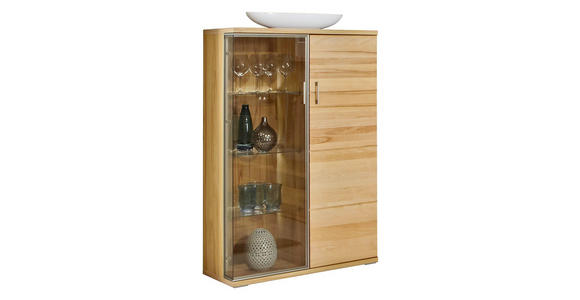 VITRINE in Kernbuche Buchefarben - Silberfarben/Buchefarben, KONVENTIONELL, Glas/Holzwerkstoff (90/143,4/40,4cm) - Cantus