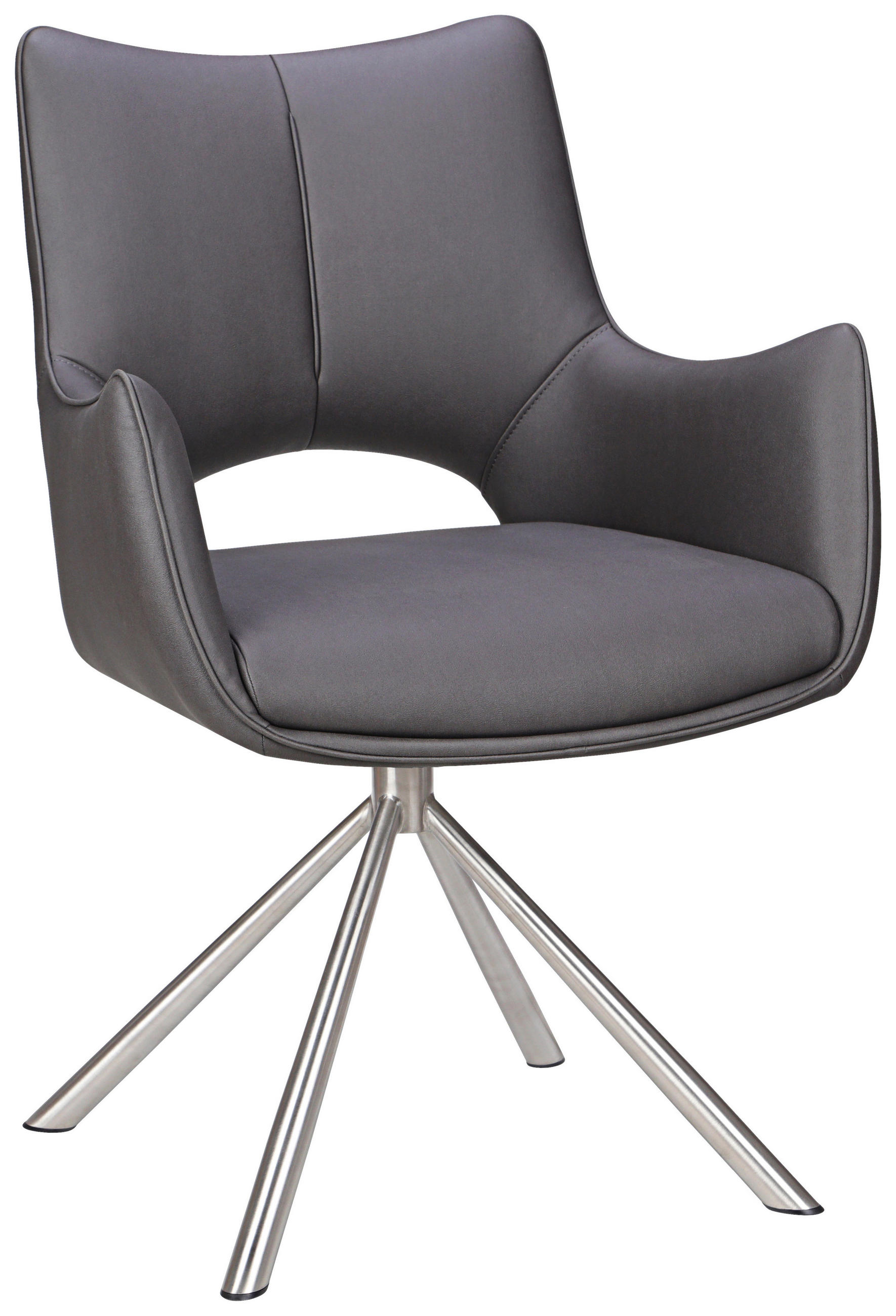 ARMLEHNSTUHL  in Edelstahl Mikrofaser  - Edelstahlfarben/Dunkelgrau, Design, Textil/Metall (59/88,5/62cm) - Carryhome