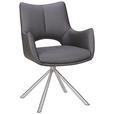 ARMLEHNSTUHL  Sitzfläche 360° drehbar, inklusive Armlehnen Mikrofaser  - Edelstahlfarben/Dunkelgrau, Design, Textil/Metall (59/88,5/62cm) - Carryhome