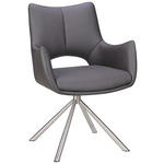 ARMLEHNSTUHL  Sitzfläche 360° drehbar, inklusive Armlehnen Mikrofaser  - Edelstahlfarben/Dunkelgrau, Design, Textil/Metall (59/88,5/62cm) - Carryhome