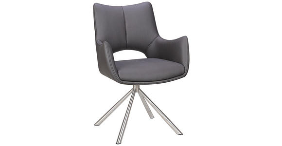 ARMLEHNSTUHL  Sitzfläche 360° drehbar, inklusive Armlehnen Mikrofaser  - Edelstahlfarben/Dunkelgrau, Design, Textil/Metall (59/88,5/62cm) - Carryhome