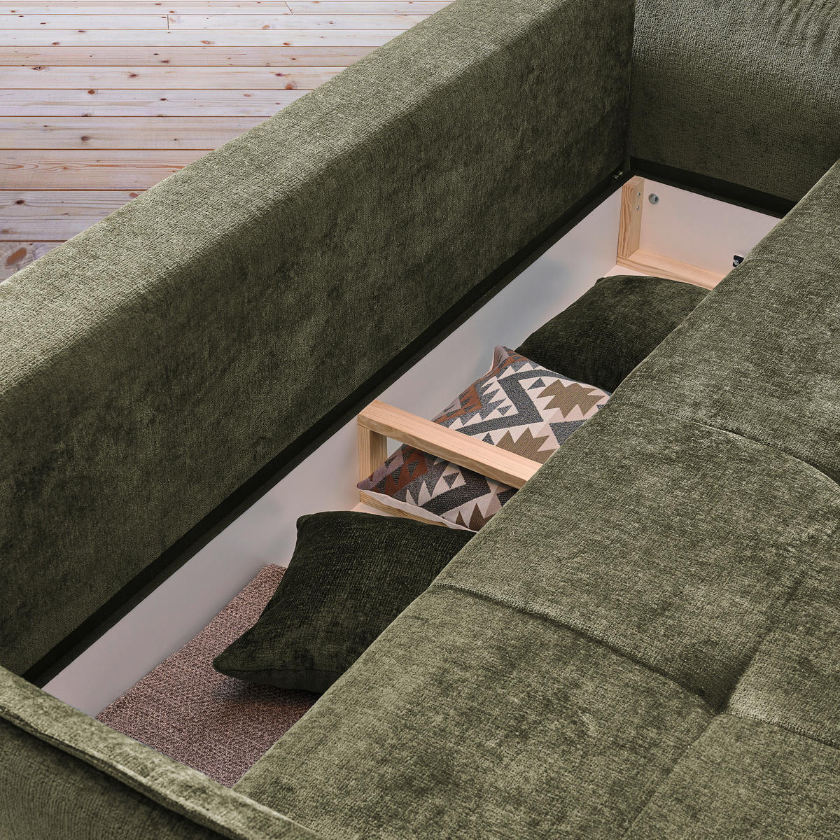 BOXSPRINGSOFA in Chenille Dunkelgrün  - Dunkelgrün/Schwarz, Modern, Kunststoff/Textil (235/95/108cm) - Hom`in