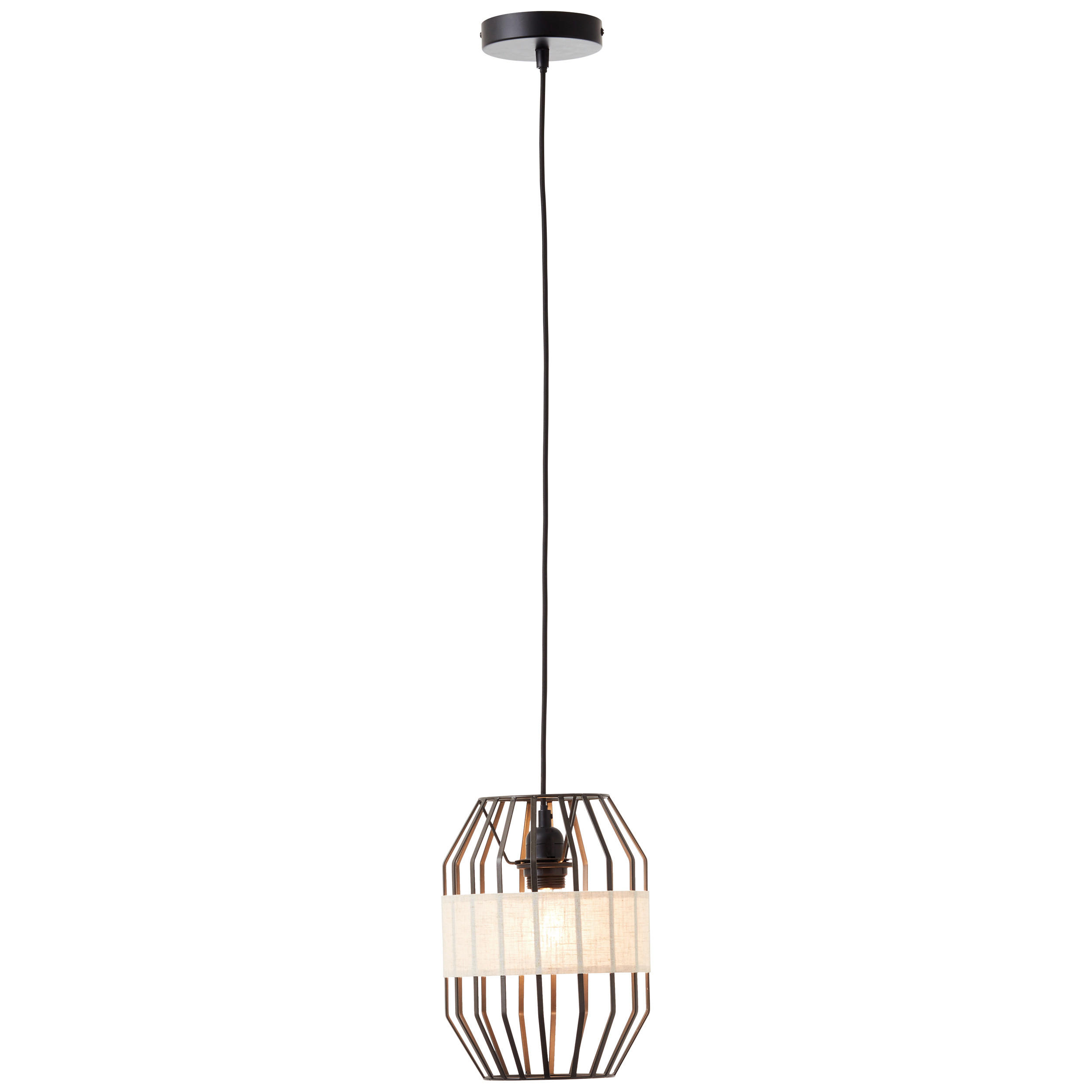 HÄNGELEUCHTE 23/136,5 cm    - Schwarz/Naturfarben, Basics, Textil/Metall (23/136,5cm) - Brilliant