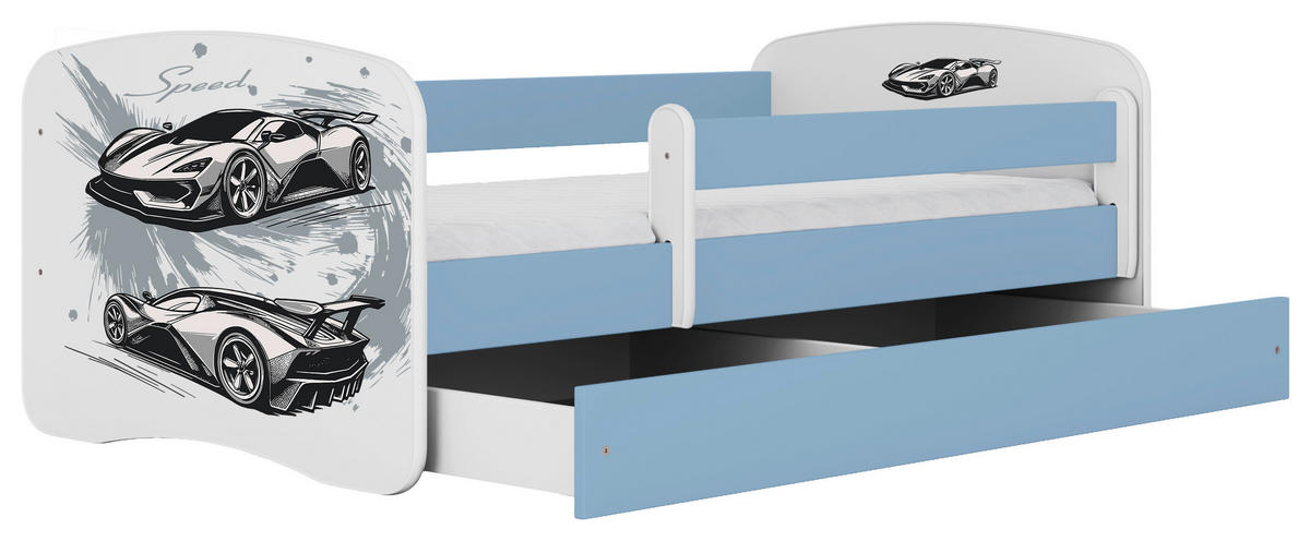 KINDER-/JUNIORBETT 80/160 cm  in Blau, Weiß  - Blau/Birkefarben, MODERN, Holz/Holzwerkstoff (80/160cm) - MID.YOU