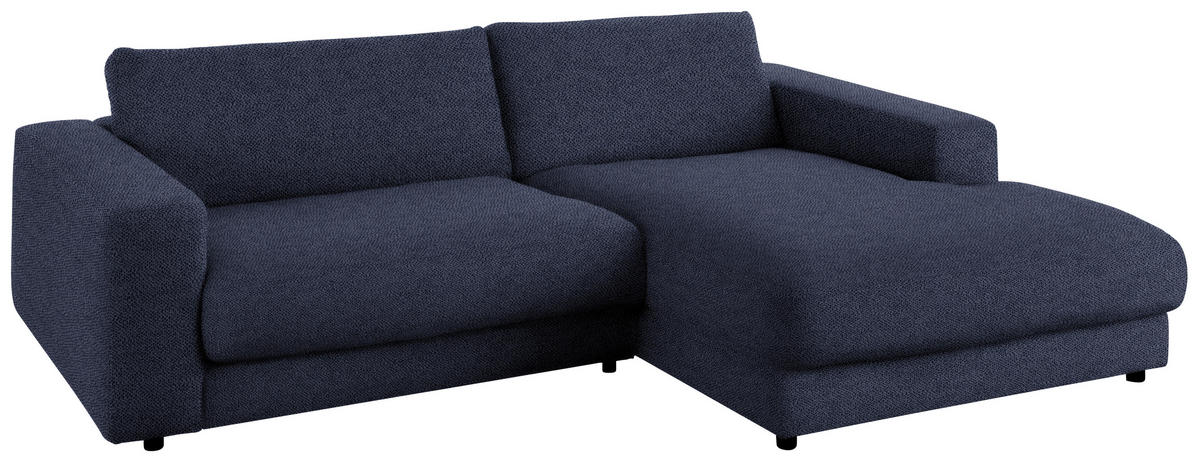 ECKSOFA in Flachgewebe Dunkelblau  - Schwarz/Dunkelblau, Design, Kunststoff/Textil (270/190cm) - Lomoco