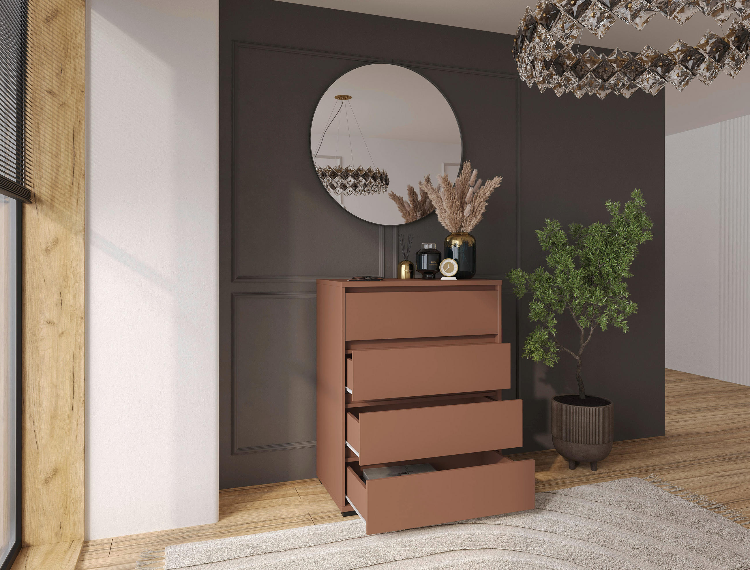 KOMMODE  in 80,1/102,8/48 cm  - Anthrazit/Terracotta, Design, Holzwerkstoff/Kunststoff (80,1/102,8/48cm) - Carryhome