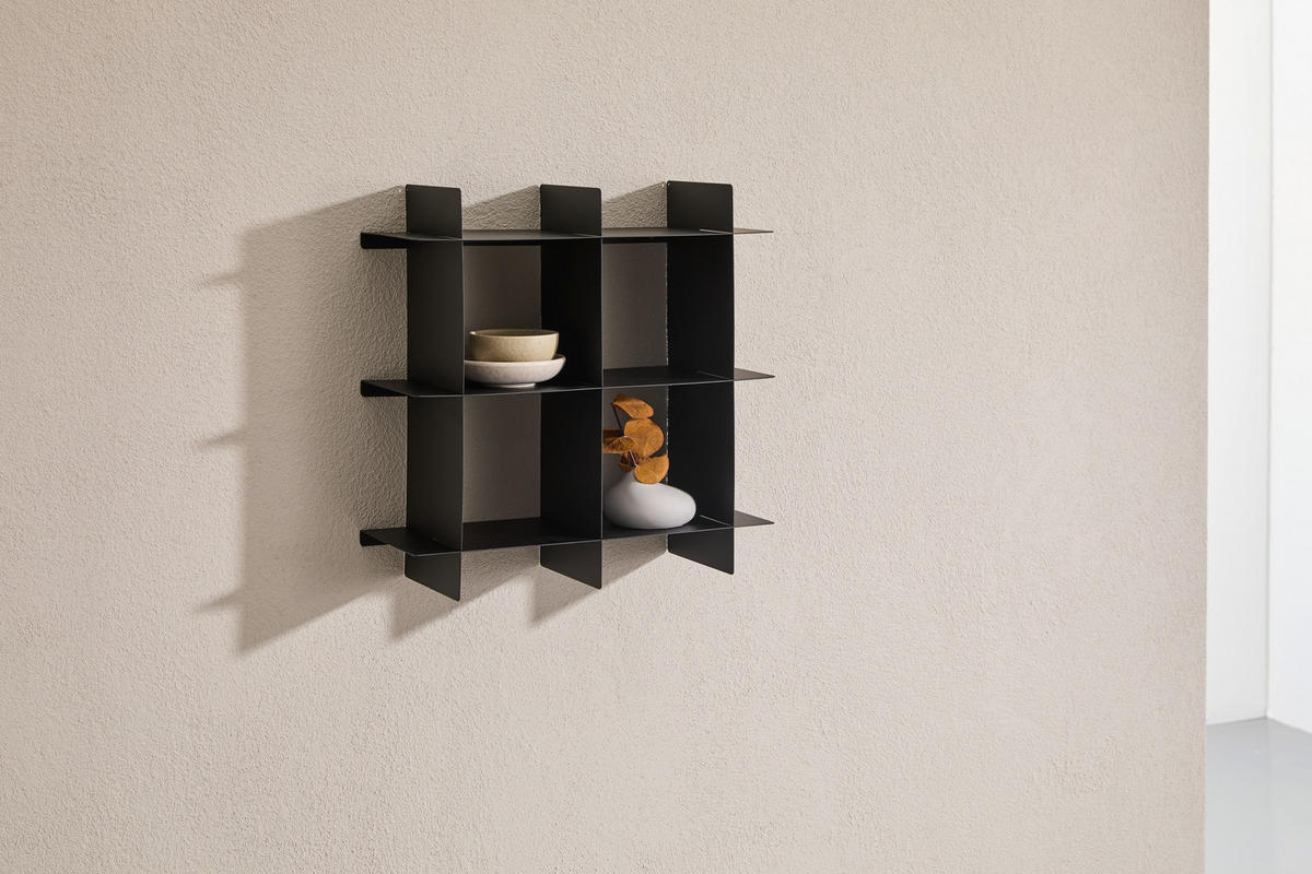 WANDREGAL Schwarz  - Schwarz, Basics, Metall (40/40/15cm) - Landscape