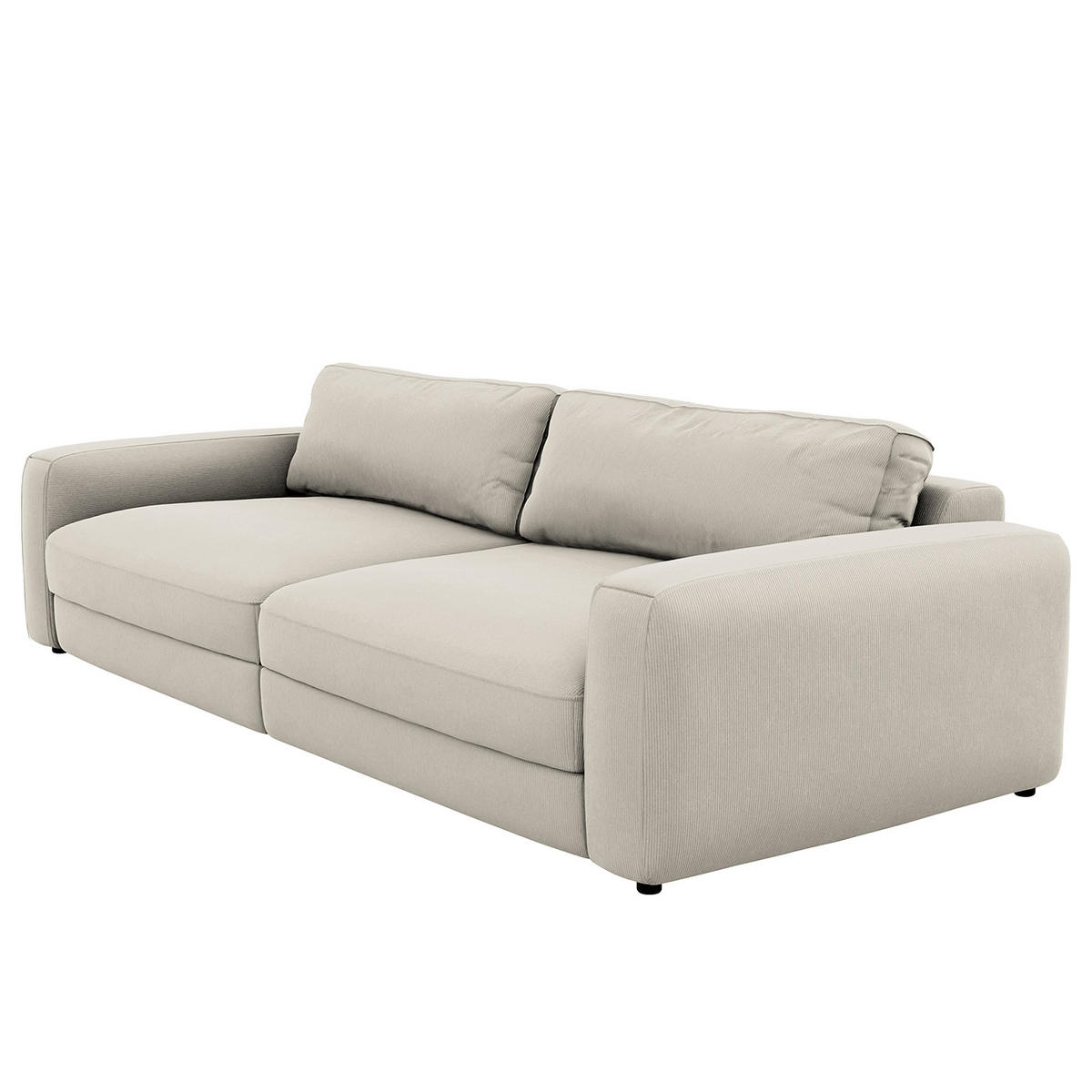 BIGSOFA in Cord Grau  - Schwarz/Grau, Modern, Kunststoff/Textil (264/84/125cm) - Trendmanufaktur