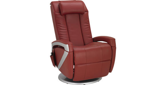 MASSAGESESSEL Kombination Echtleder/Lederlook Lederlook Rot    - Chromfarben/Rot, Design, Leder/Textil (102/70/77cm) - Cantus