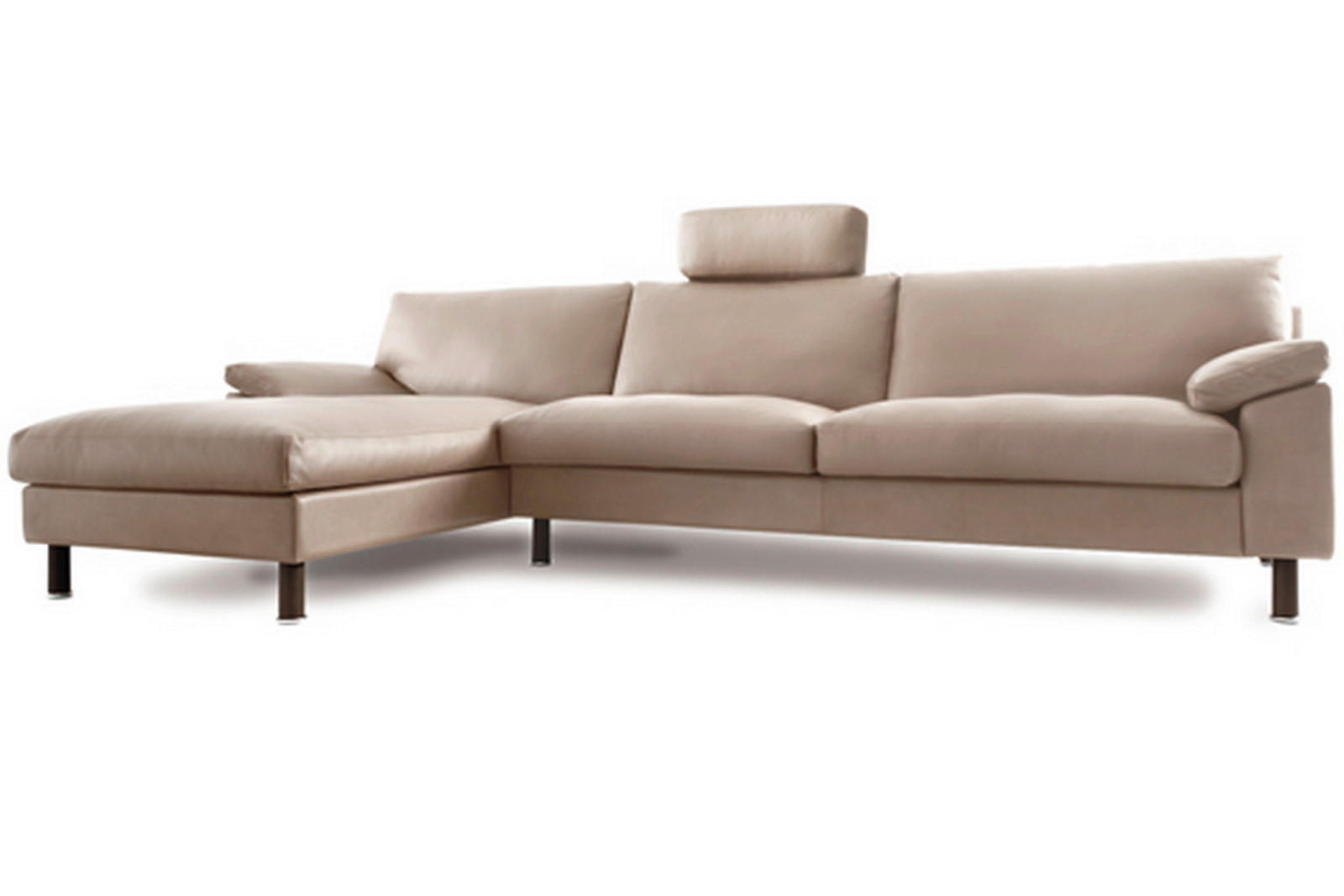 ECKSOFA CLASSICS 650 Hellgrau Echtleder  - Hellgrau/Schwarz, KONVENTIONELL, Leder/Metall (165/293cm) - Erpo