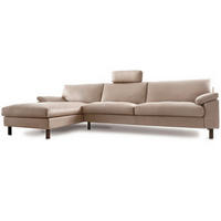 ECKSOFA CLASSICS 650 Hellgrau Echtleder  - Hellgrau/Schwarz, KONVENTIONELL, Leder/Metall (165/293cm) - Erpo