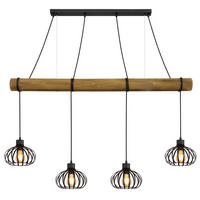 HÄNGELEUCHTE Caldwell 125/20/150 cm  - Schwarz/Braun, Natur, Holz/Kunststoff (125/20/150cm) - Globo