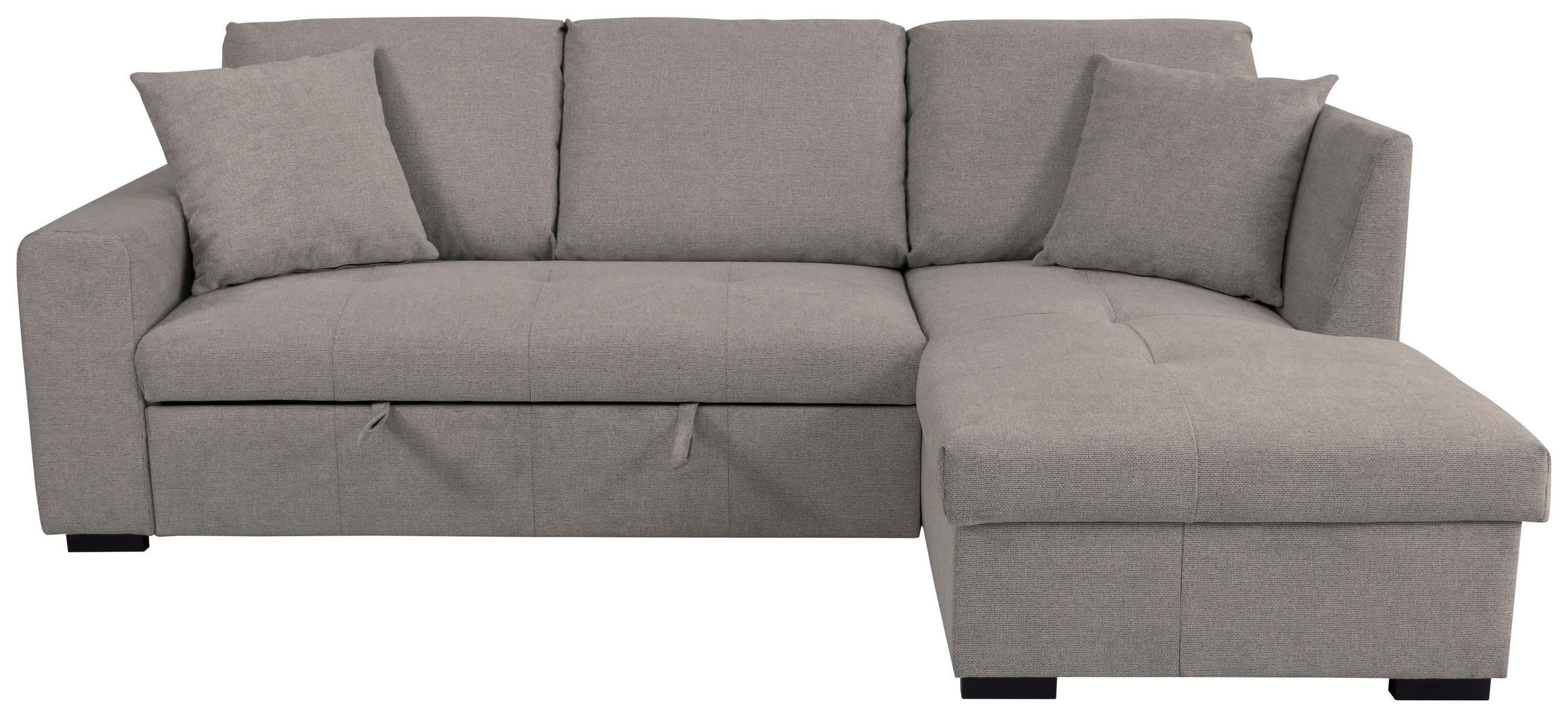 ECKSOFA LUKAS Graubraun Struktur Zierkissen, Bettkasten  - Graubraun, Trend, Textil (239/158cm) - P & B