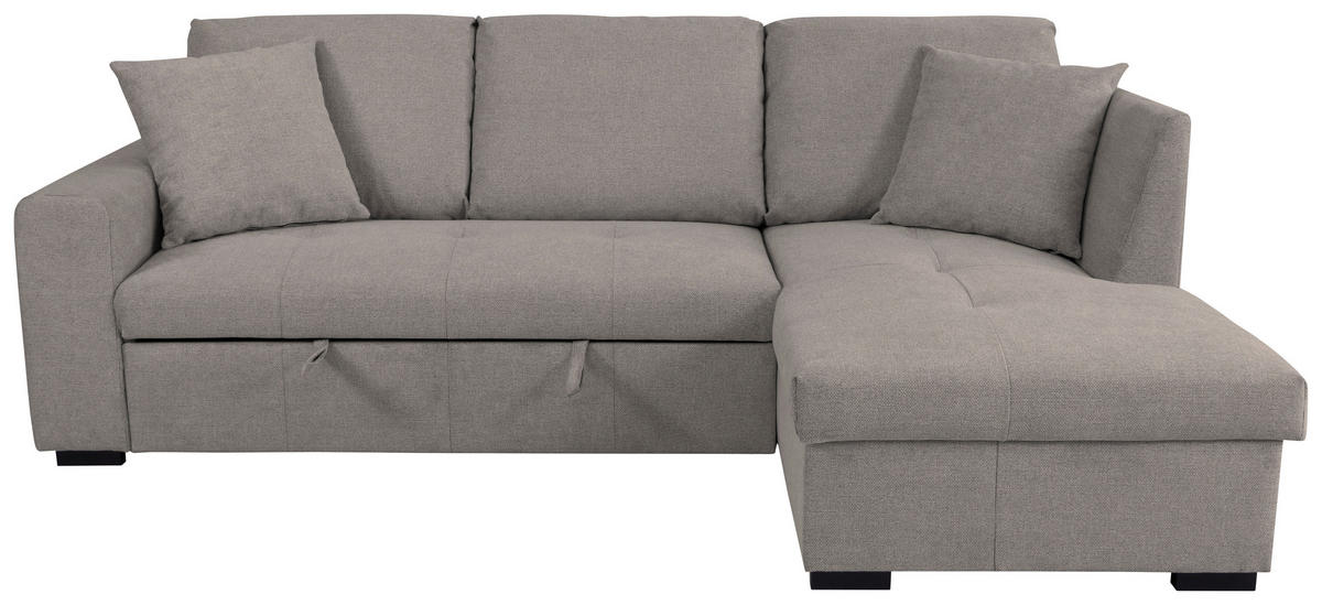 ECKSOFA LUKAS Graubraun Struktur Zierkissen, Bettkasten  - Graubraun, Trend, Textil (239/158cm) - P & B