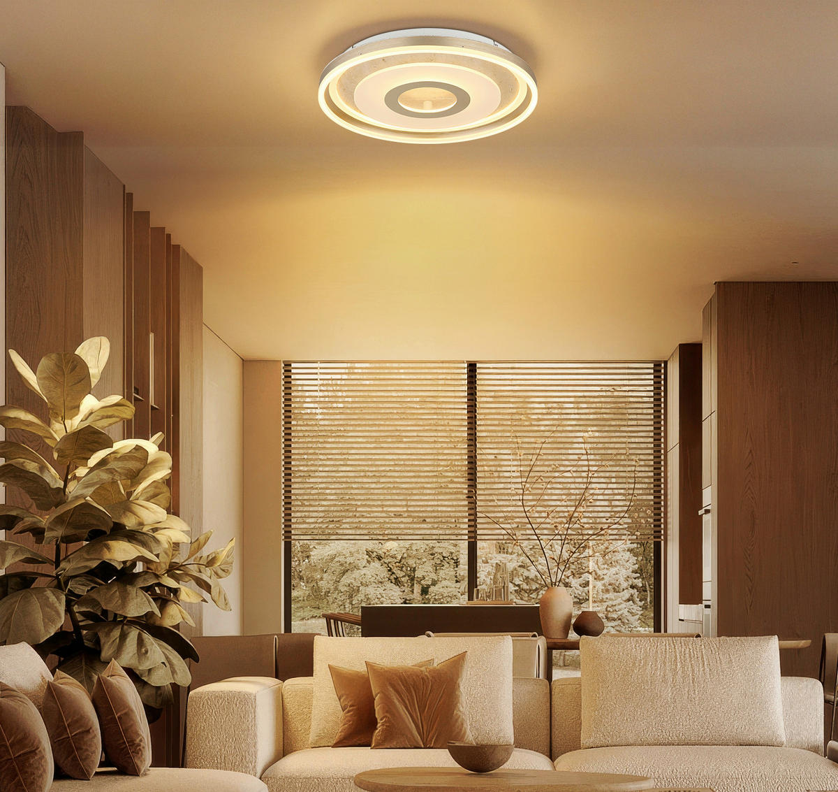 Plafonieră Cu Led  50/7 cm    - opal/șampanie, Basics, plastic/sticlă (50/7cm)