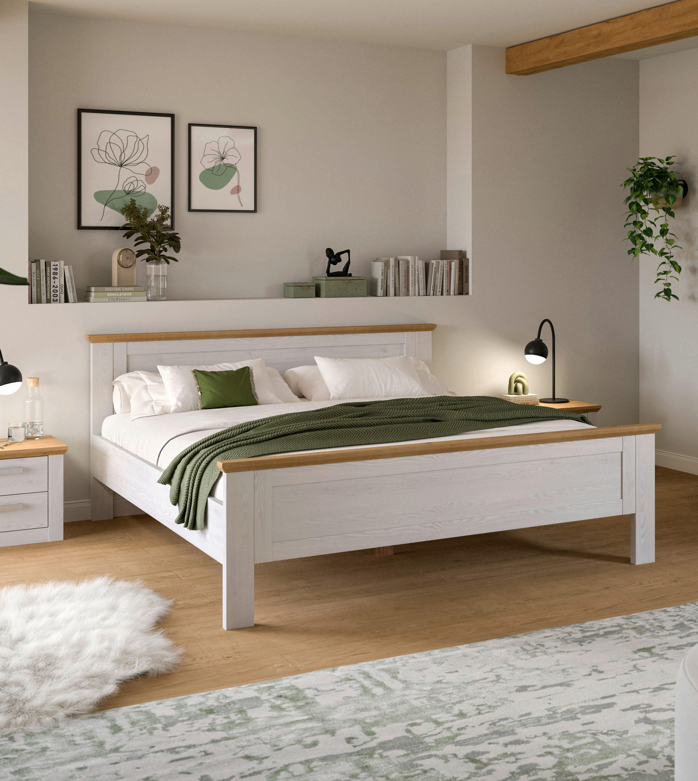 BETT 180/200 cm  in Lärchefarben, Eiche Artisan  - Lärchefarben/Eiche Artisan, ROMANTIK / LANDHAUS, Holzwerkstoff (180/200cm) - Livetastic