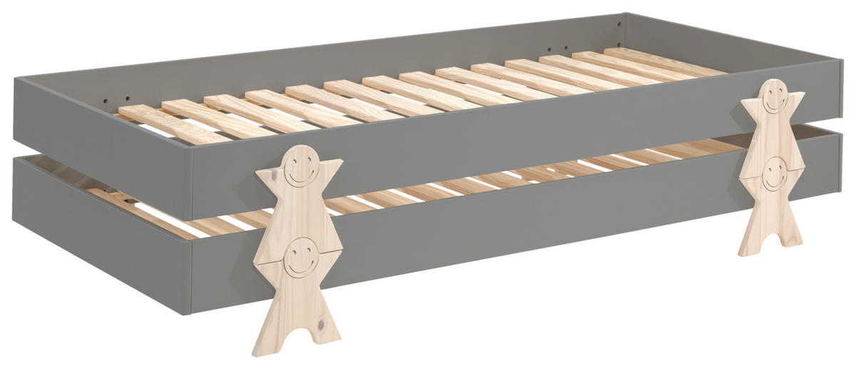 STAPELBETT  90/200 cm  Grau  - Kieferfarben/Grau, MODERN, Holz/Holzwerkstoff (90/200cm) - MID.YOU
