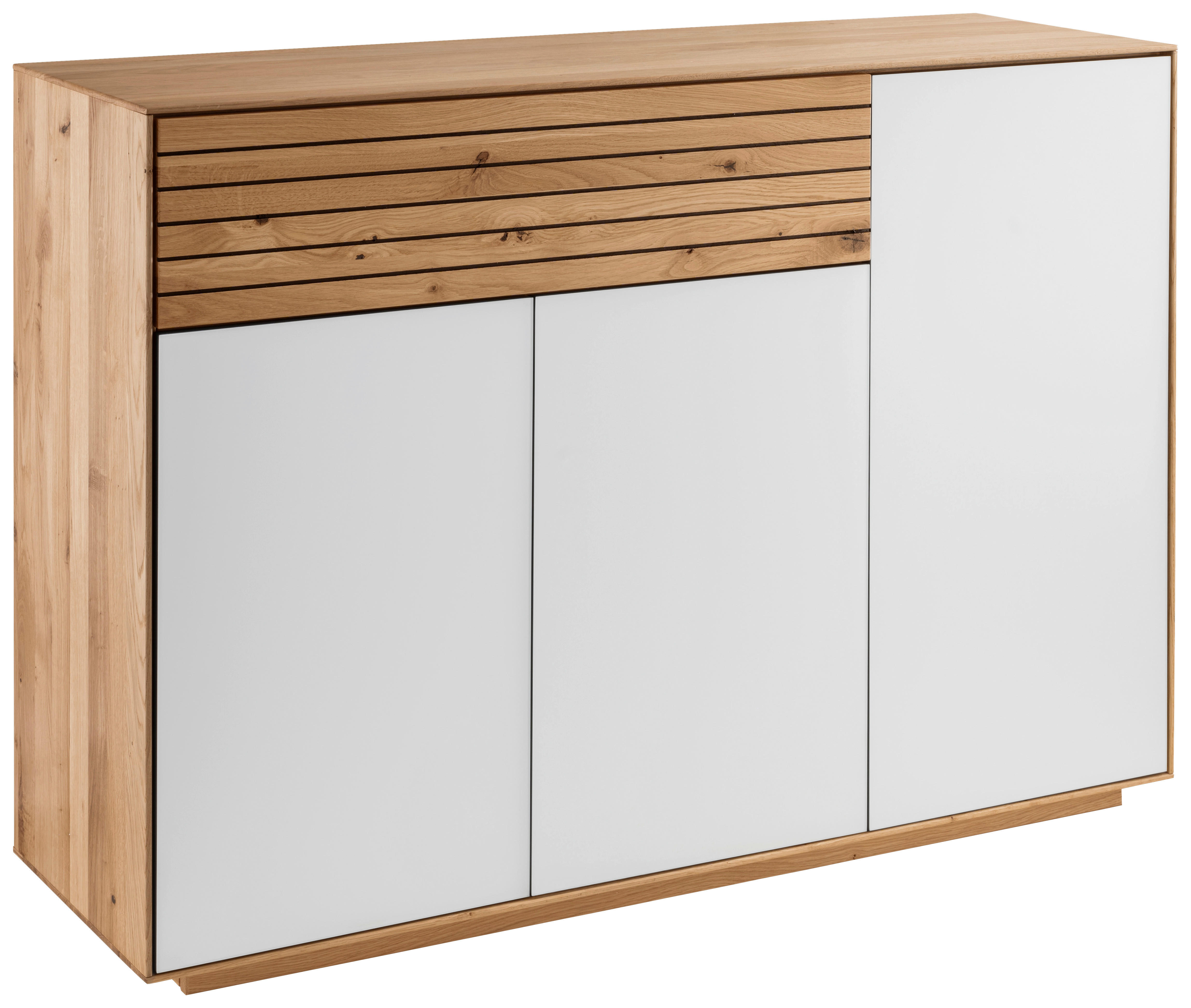 KOMMODE Riva  in 119/84/37 cm  - Wildeiche/Weiß, MODERN, Glas/Holz (119/84/37cm) - Linea Natura