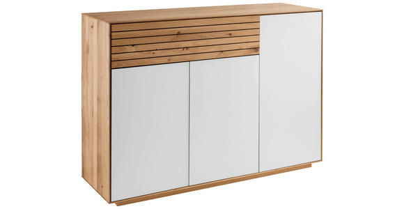 KOMMODE 119/84/37 cm Wildeiche massiv  - Wildeiche/Weiß, MODERN, Glas/Holz (119/84/37cm) - Linea Natura