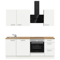 KÜCHENBLOCK 210 cm   in Weiß, Eichefarben  - Edelstahlfarben/Eichefarben, MODERN, Holzwerkstoff/Metall (210cm) - Nobilia