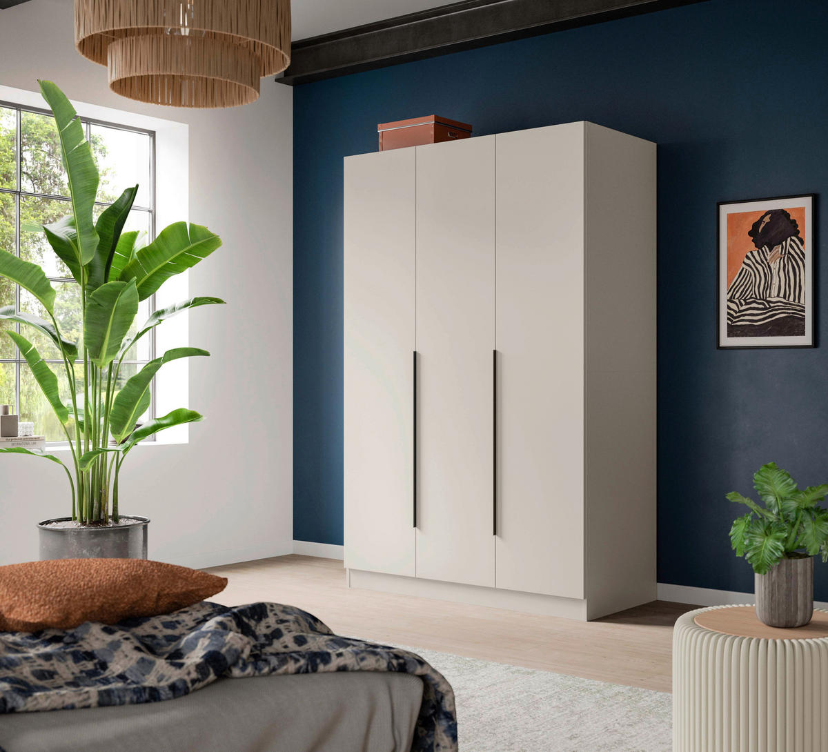 DREHTÜRENSCHRANK 120/181/52 cm,  in Kaschmir, 3-türig  - Kaschmir/Schwarz, MODERN, Holzwerkstoff/Kunststoff (120/181/52cm) - Livetastic