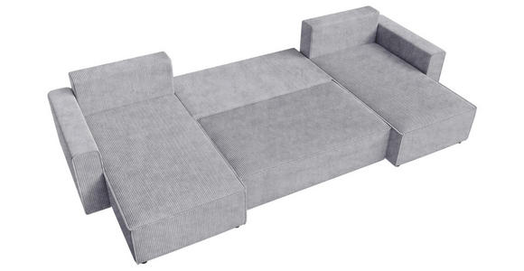 WOHNLANDSCHAFT Hellgrau Cord  - Hellgrau/Schwarz, KONVENTIONELL, Kunststoff/Textil (140/305/140cm) - Carryhome