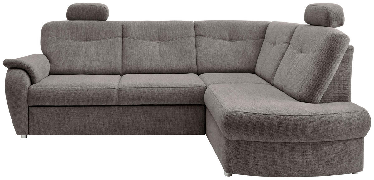 ECKSCHLAFSOFA in Chenille Graubraun  - Chromfarben/Graubraun, Modern, Kunststoff/Textil (264/180cm) - Livetastic