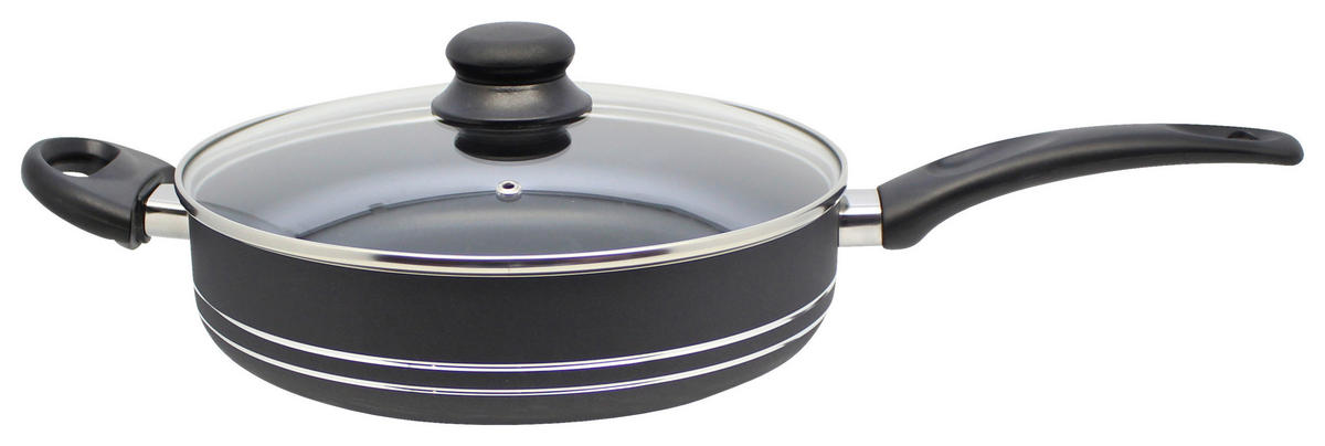 PANVICA NA DUSENIE, nepriľnavý povrch ILAG®, 26 cm  - priehľadné/čierna, Basics, kov/sklo (26cm)