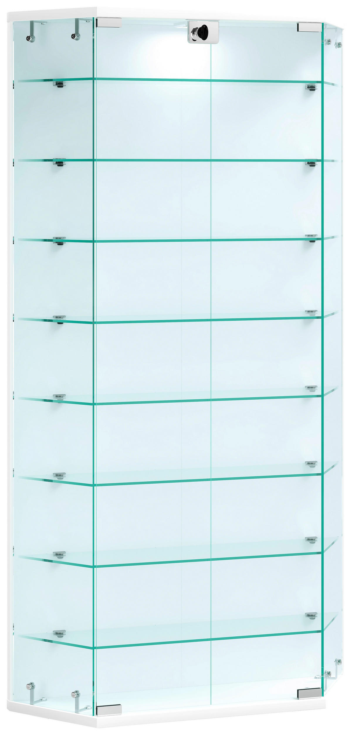 VITRINE in Weiss  - Weiss/Transparent, Design, Glas/Holzwerkstoff (83/114/17cm) - MID.YOU