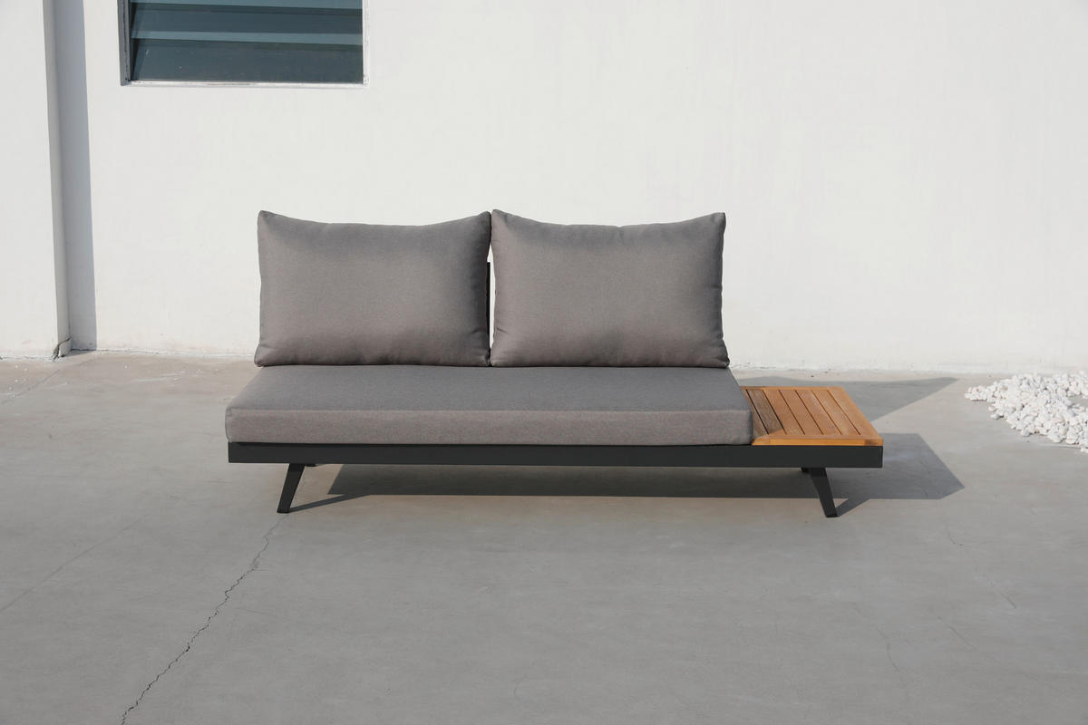 LOUNGEGARNITUR  175/175 cm  Akazie Aluminium  - Anthrazit/Silberfarben, Basics, Holz/Textil (175/175cm) - Gardenson
