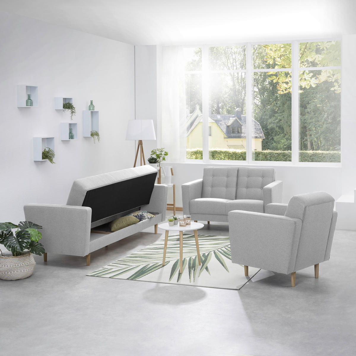 SESSEL Flachgewebe Hellgrau    - Eschefarben/Hellgrau, MODERN, Holz/Textil (75/81/83cm) - Max Winzer