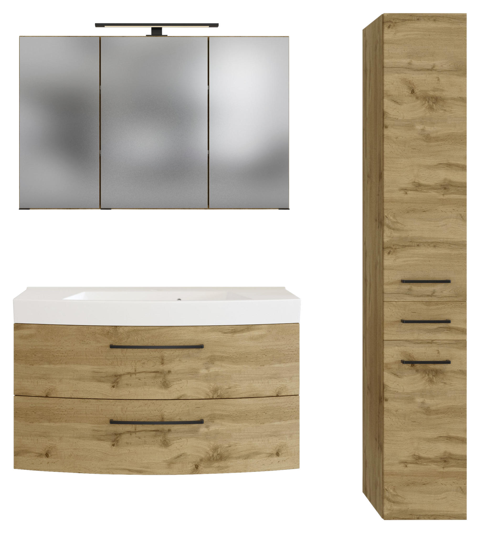 BADEZIMMER Eichefarben - Eichefarben/Weiß, MODERN, Keramik/Holzwerkstoff (130cm) - MID.YOU