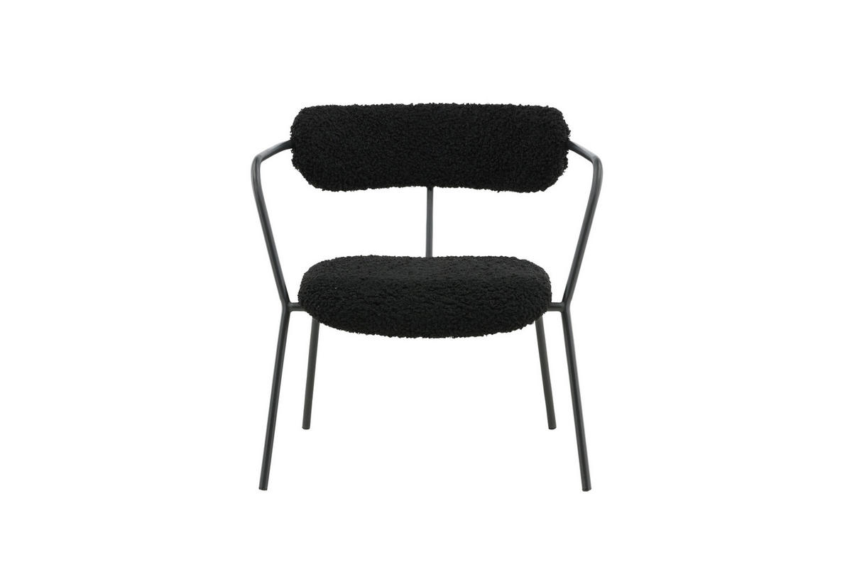 SESSEL in Teddystoff Schwarz  - Schwarz, Design, Textil/Metall (68/69/67cm) - Livetastic