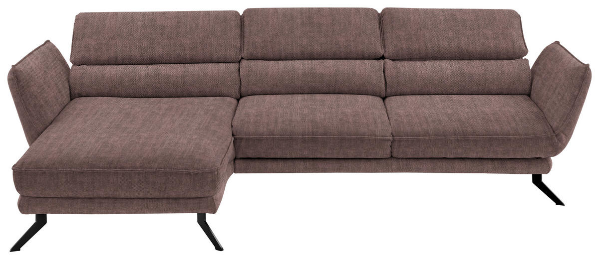 ECKSOFA in Velours Braun  - Schwarz/Braun, Design, Textil/Metall (153/283cm) - Valdera